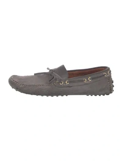 Pre-owned Car Shoe Suede Drivers In Grey