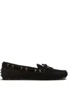 Car Shoe Suede Driving Loafers In Black