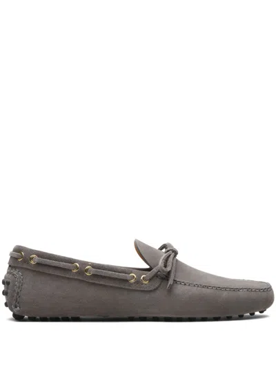 Car Shoe Lace-up Suede Boat Shoes In Grey