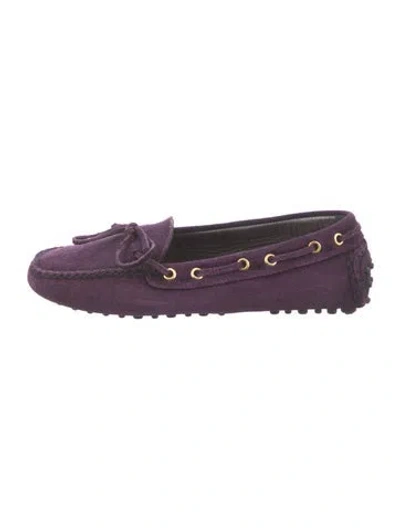 Pre-owned Car Shoe Suede Loafers In Purple