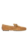 Car Shoe Beige Suede Flat Shoes With Dotted Rubber Sole In Nude