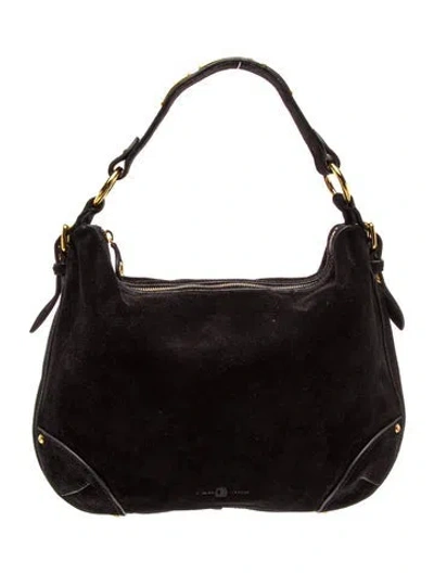 Pre-owned Car Shoe Suede Top Handle Bag In Black