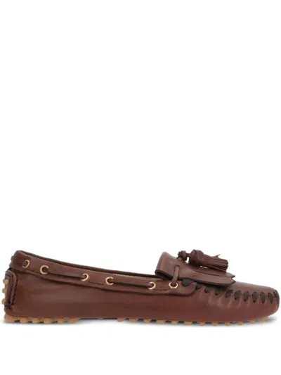Car Shoe Tassel-embellished Leather Loafers