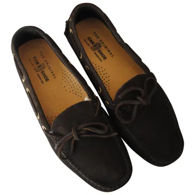 Pre-owned Car Shoe S Vintage Women's Brown Loafers Made In Italy Size 38 Unworn