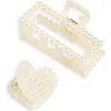 Cara 2-pack Faux Pearl Jaw Clips In White
