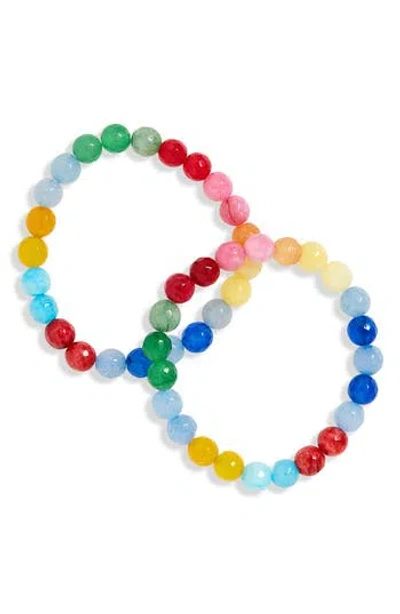 Cara 2-piece Rainbow Glass Bead Bracelet Set In Multi