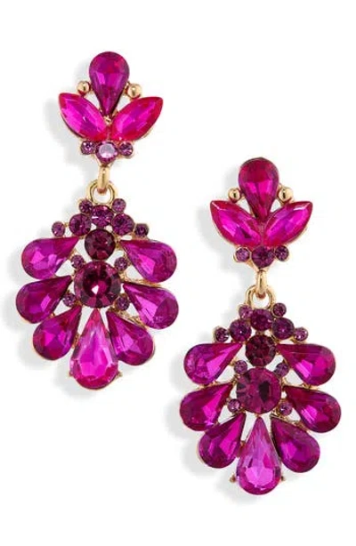 Cara Abstract Floral Drop Earrings In Pink