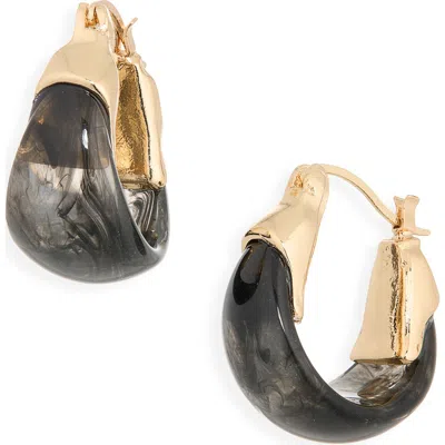 Cara Acrylic Basket Hoop Earrings In Grey