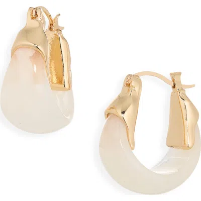 Cara Acrylic Basket Hoop Earrings In Ivory