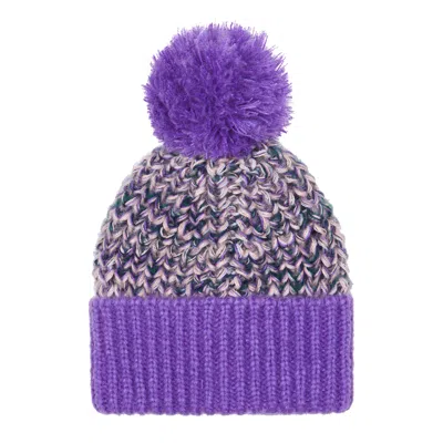 Cara & The Sky Men's Pink / Purple Lolly Twist Beanie Bobble Hat - Purple