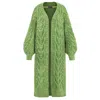 Cara & The Sky Women's Alex Cable Longline Balloon Sleeve Cardigan - Green In Green