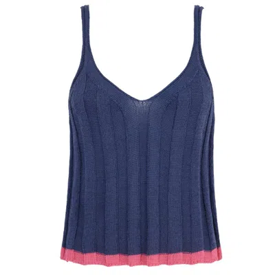 Cara & The Sky Women's Blue Jodie Ribbed Knitted Cami Vest - Denim