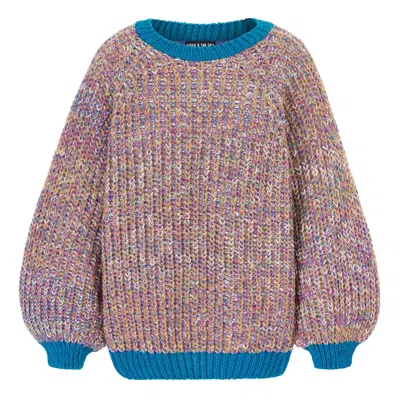 Cara & The Sky Women's Green Debbie Recycled Cotton Blend Oversized Balloon Sleeve Jumper - Teal