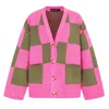 Cara & The Sky Women's Green / Pink Candice Wide Sleeve Checked Button Cardigan - Pink & Green In Multi