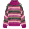 Cara & The Sky Women's Green / Purple Tasha Oversized Balloon Sleeve Stripe Roll Neck Jumper - Purple In Multi