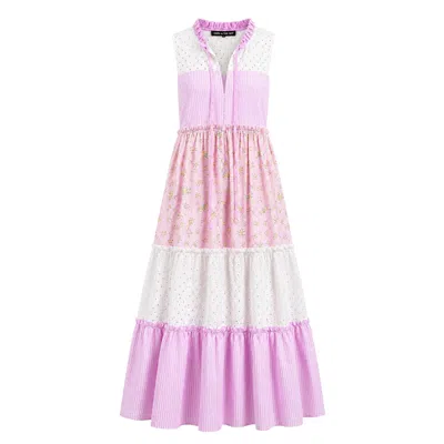 Cara & The Sky Women's Maisie Floral Gingham Maxi Dress Pink