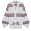 Cara & The Sky Women's Olivia Stripe Button Oversized Cardigan - Grey In Grey