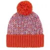 Cara & The Sky Women's Orange / Pink Lolly Twist Bobble Beanie Hat - Orange In Red