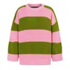 Cara & The Sky Women's Pink / Purple / Green Rhiannon Recycled Cotton Chunky Stripe Jumper - Pink And Green In Pink/purple/green