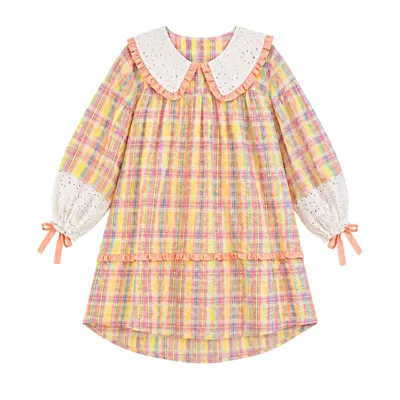 Cara & The Sky Women's Ruby Gingham Collared Balloon Sleeve Mini Dress - Pink