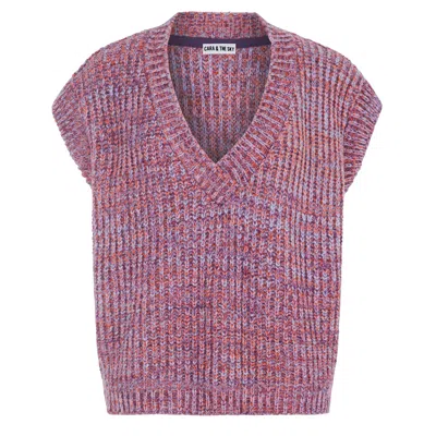 Cara & The Sky Women's Sara V Neck Twist Sleeveless Jumper Vest - Multicolour In Pink