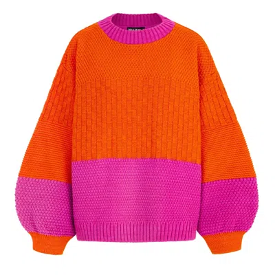 Cara & The Sky Women's Taz Colour Block Jumper In Orange
