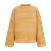 Cara & The Sky Gala Pointelle Recycled Cotton Jumper In Yellow/orange