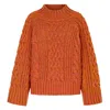 Cara & The Sky Women's Yellow / Orange Sarah Cable Wide Sleeve Knit High Neck Jumper - Orange In Yellow/orange
