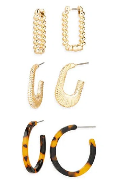 Cara Assorted 3-pack Hoop Earrings In Gold