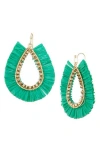 Cara Baguette Crystal Hoop Earrings In Green