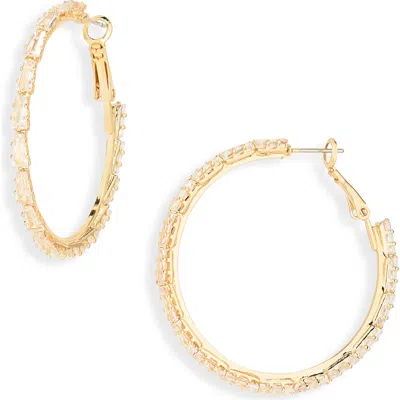Cara Baguette Cubic Zirconia Hoop Earrings In Gold