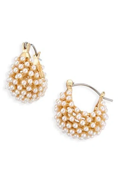 Cara Basket Faux Pearl Drop Earrings In Gold