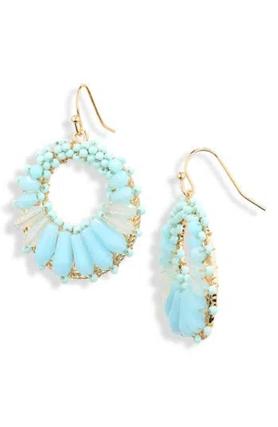 Cara Beaded Circle Drop Earrings In Brown
