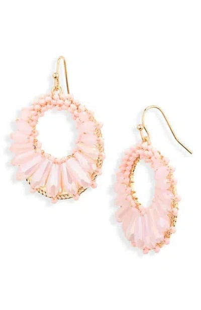 Cara Beaded Circle Drop Earrings In Gold