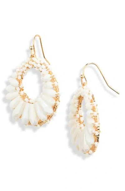 Cara Beaded Circle Drop Earrings In Gold