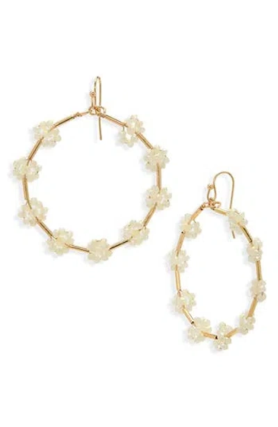 Cara Beaded Flower Hoop Earrings In Transparent