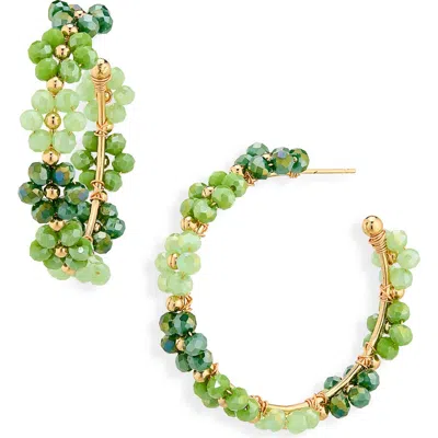 Cara Beaded Flower Hoop Earrings In Yellow