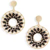 Cara Beaded Frontal Hoop Earrings In Black