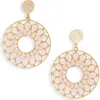Cara Beaded Frontal Hoop Earrings In Gold