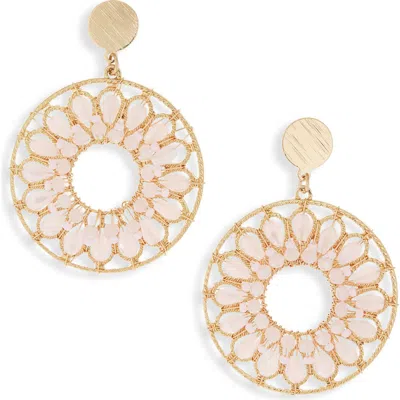 Cara Beaded Frontal Hoop Earrings In Gold