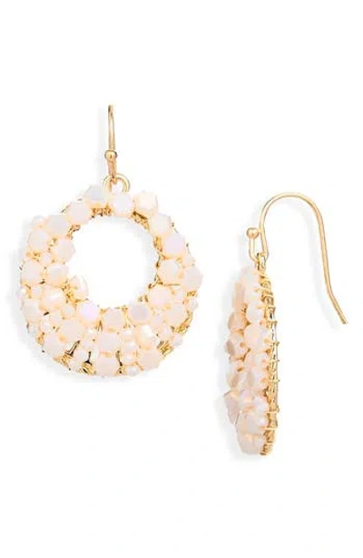 Cara Beaded Frontal Hoop Earrings In Pink