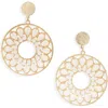 Cara Beaded Frontal Hoop Earrings In Gold