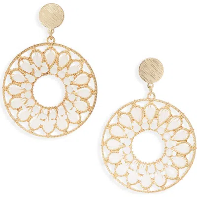 Cara Beaded Frontal Hoop Earrings In Gold