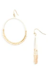 Cara Beaded Hoop Earrings In Off White/yellow Gold