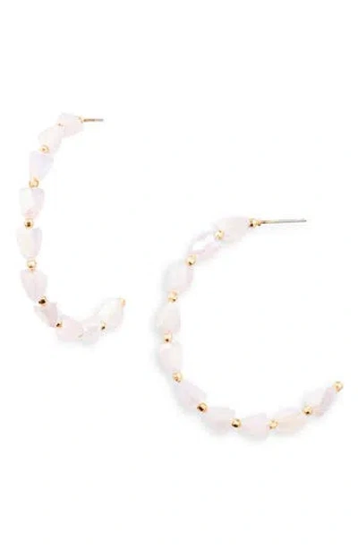 Cara Beaded Hoop Earrings In White