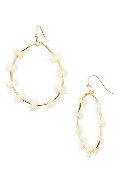 Cara Beaded Open Circle Drop Earrings In Gold