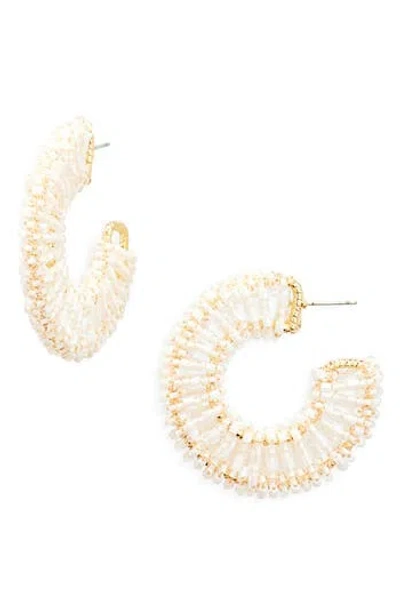 Cara Beaded Wrap Hoop Earrings In Gold