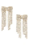 Cara Bow Fringe Crystal Statement Stud Earrings In Gold