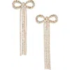 Cara Bow Fringe Crystal Statement Stud Earrings In Gold