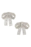 Cara Bow Fringe Crystal Statement Stud Earrings In Silver
